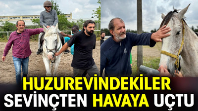Huzurevindekiler ata bindi. Sevinçten havaya uçtular