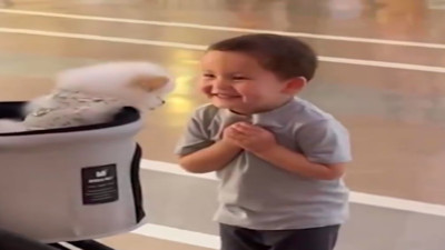 AVM'de köpek gören çocukların mutluluğu kalpleri eritti