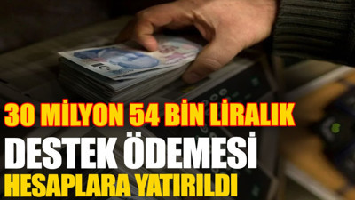 30 milyon 54 bin liralık destek ödemesi hesaplara yatırıldı