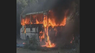 Yolcu midibüsü alev alev