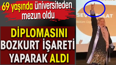 Bozkurt işareti yaparak diplomasını aldı