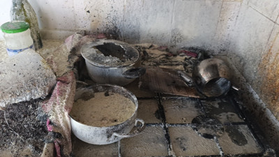 Unutulan tava evi yaktı