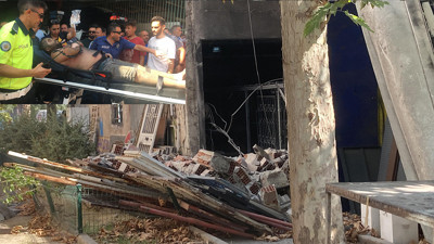 Boya atölyesindeki patlama da duvar yıkıldı! 3 yaralı