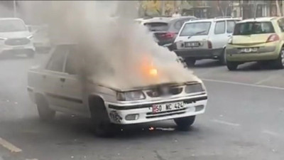 Otomobil alev alev yandı