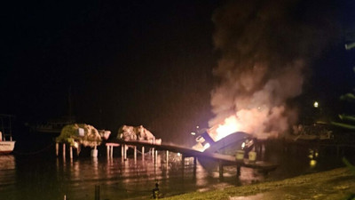 Muğla'da balıkçı teknesi alev alev yandı