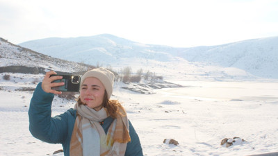 Yıldız Göleti buz tuttu