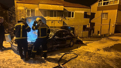 Park halindeki otomobil alevlere teslim oldu