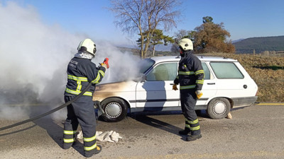 Araç seyir halindeyken bir anda yandı
