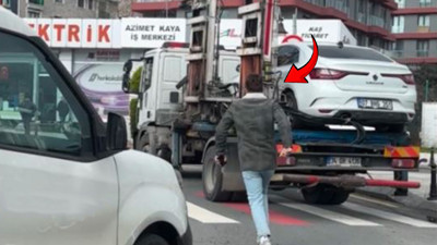 Kağıthane’de çekiciyi yakalamak için nefes nefese koştu