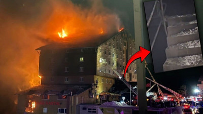 Grand Kartal Oteli'ndeki yangın merdivenleri görüntülendi