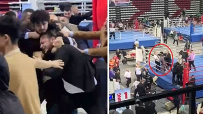 Kick boks maçında kavga ring dışına taştı