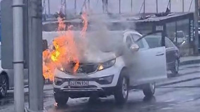 Seyir halindeki araç yandı