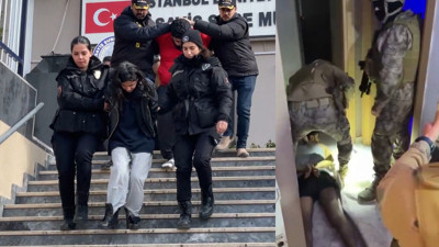 Haraç çetesinin lideri kadın çıktı! Yere yatırıp ters kelepçe takıldı