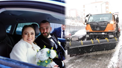 Karla kaplı yolda zorlu yolculuk! Ataşehir’de gelin ve damat için seferber oldular