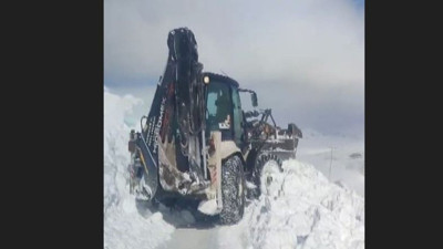 Çığ köy yolunu kapattı