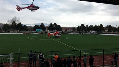 Maç sırasında sahaya helikopter indi! Sivas’ta ilginç anlar