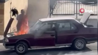 Araç yangınına montlu müdahale