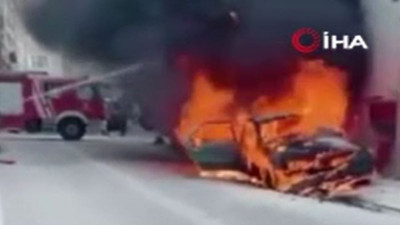 Otomobil cayır cayır yandı