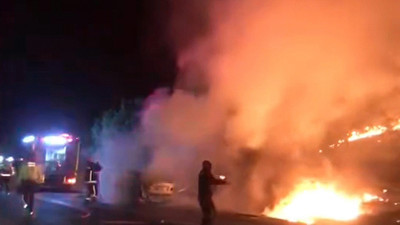 Otomobildeki yangın ormana sıçradı! Korku dolu anlar yaşandı