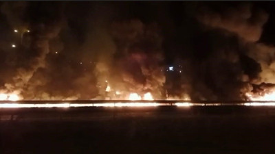 Tankerle TIR çarpıştı, tanker alev topuna döndü