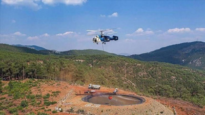 Afyonkarahisar'da helikopter destekli yangın havuzu...
