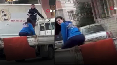 Genç kız, kamyonet kasasında hırsızlara meydan okudu!