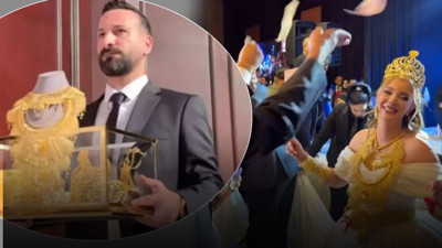 Sosyal medya fenomenin milyon dolarlık düğününe ünlü isimler akın etti! Altınlar cam fanusun içinde geldi