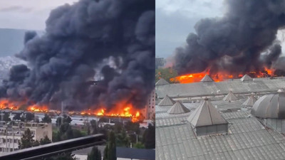 Tiflis’te pazarda dev yangın! Alevler 15 bin metrekarelik alanı yuttu