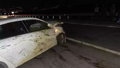 Otomobil koyun sürüsüne daldı: 15 koyun telef oldu