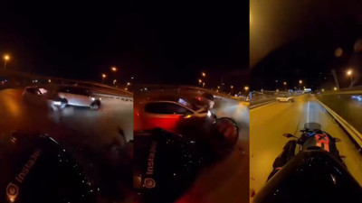 Kadıköy D-100’de feci kaza! Kaza anı kask kamerasında