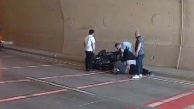 Tünelde dehşet! Motosikletli sürücü savruldu