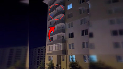 Nevşehir’de şok görüntü! 6'ncı kattan tek tek attı