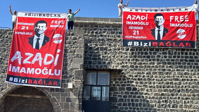 Diyarbakır'da kürtçe İmamoğlu pankartı asan kişiler gözaltına alındı!