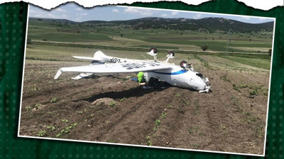Bilecik'te faciadan dönüldü! Eğitim uçağı tarlada ters döndü