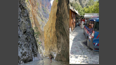 Saklıkent Kanyonu'nda feci kaza! Başına isabet etti