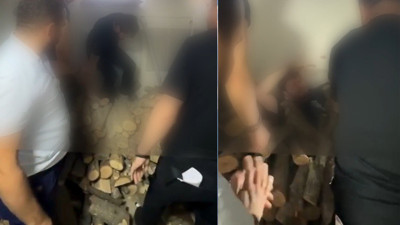 Odun yığınında sürpriz yakalama