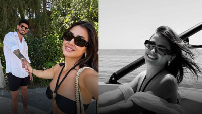 Güzel oyuncu Hazal Çağlar futbolcu sevgilisiyle aşk tatilinde! Tavla oynadılar