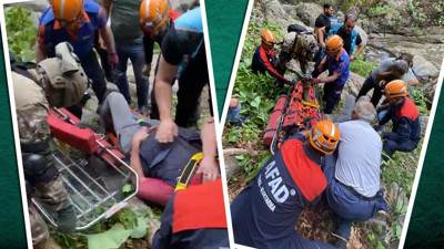 Şelalede balık avı kabusa döndü! Dağlık arazide hayat kurtaran operasyon