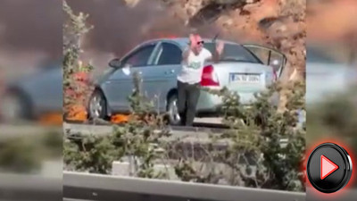 Otobanda alevler içinde kaldı! Kimse durmadı