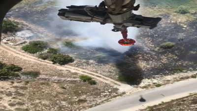 Bahçe yangınına hava ve karadan müdahale