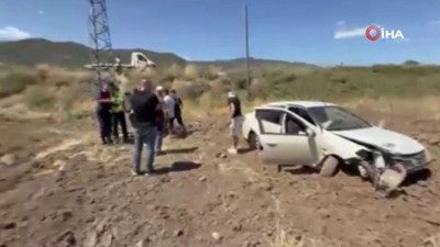 Direksiyon hakimiyetini kaybeden sürücü tarlaya uçtu!