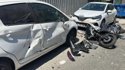 Feci kaza anbean kameraya yansıdı: Motosiklet sürücüsünün bacağı koptu