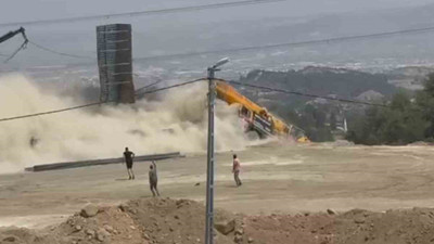 Şantiyede korku dolu anlar! Vinçin freni patladı
