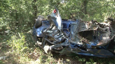 Şile’de feci kaza! Otomobil ormanlık alana uçtu