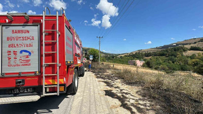 Samsun'da çalılık alandaki yangın ormana sıçramadan söndürüldü