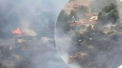 Kocaeli'de korkutan yangın! Rüzgarın etkisiyle büyüdü evlere sıçradı