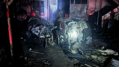 Yangında tanker ve traktör yandı