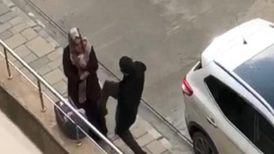 Van'da bebekli kadına tekme
