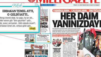 Milli Gazete'den iktidara şeker fabrikası tepkisi