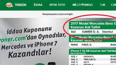 Yasal bir bahis sitesinin 3 çekilişi de aynı isme çıktı